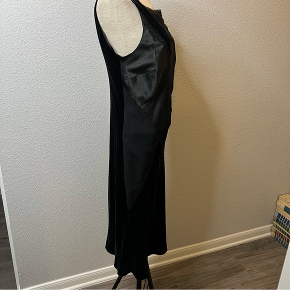 ABS Allen Schwartz Vintage Black satin velvet Dress size 12 - Picture 6 of 9